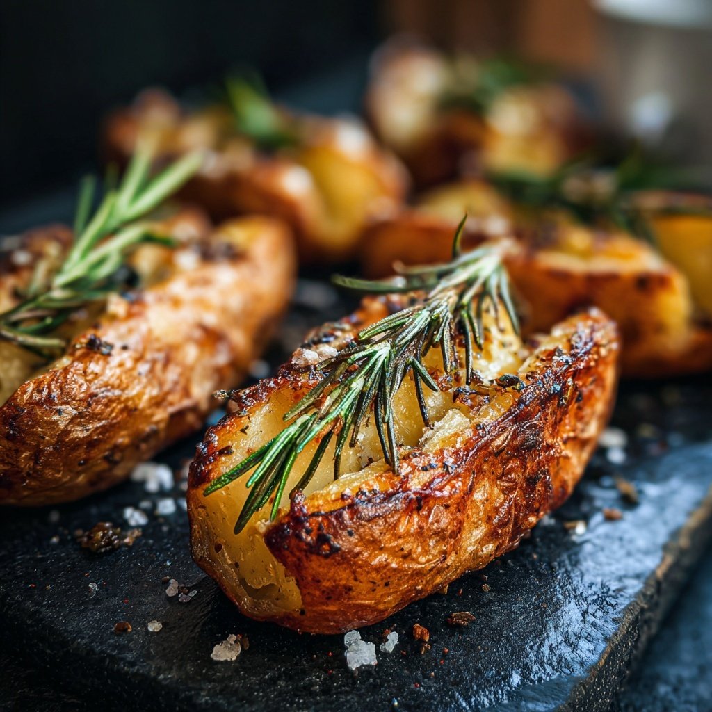 Mittagessen mit Ofenkartoffeln