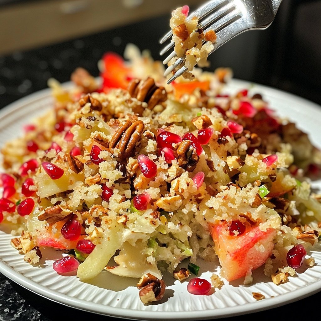 Grünkohlsalat mit Granatapfel und Walnüssen