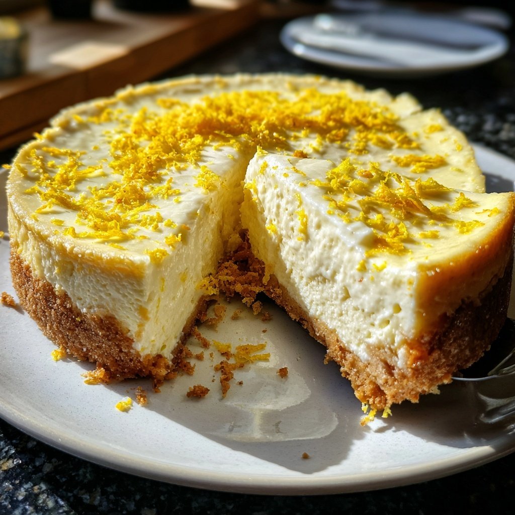 Käsekuchen mit Vanille und Zitronenabrieb