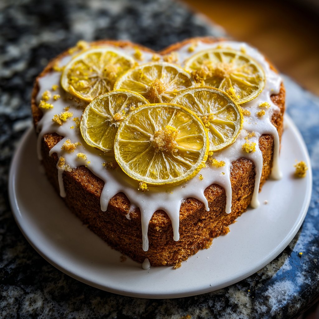 Zitronenkuchen in Herzform