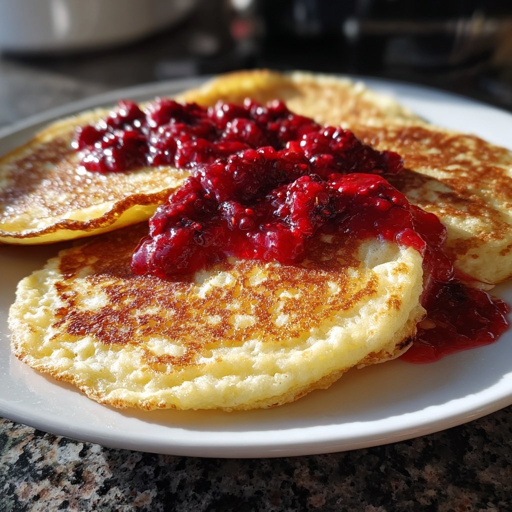 Pfannkuchen mit Himbeerkompott