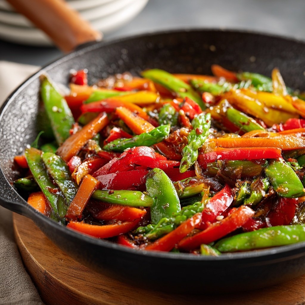 Asiatische Gemüsepfanne mit Sojasauce