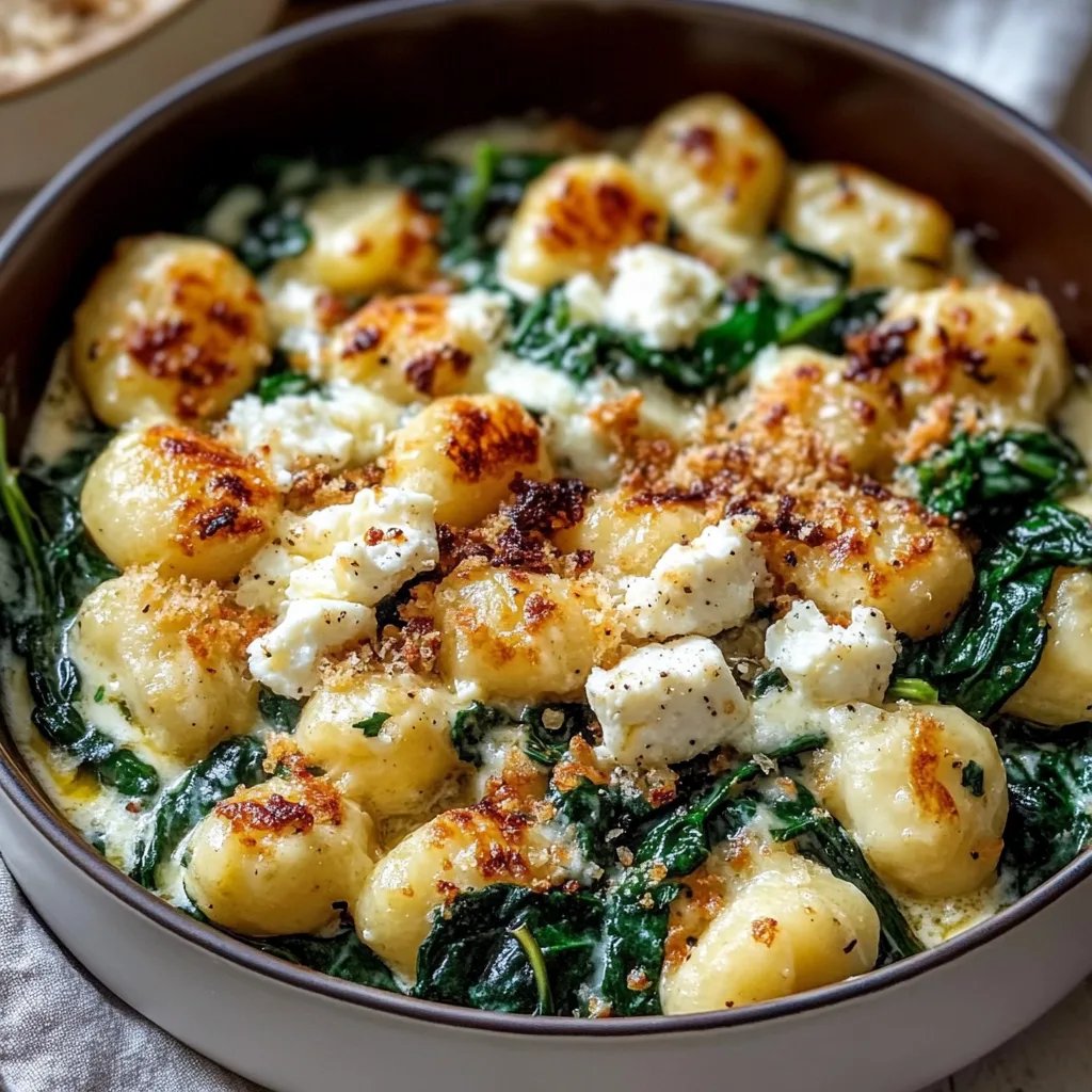 Creme-Gnocchi mit Spinat und Feta